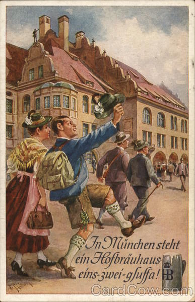 High-Stepping Man, Hat Raised, Walking Near Woman Drinking