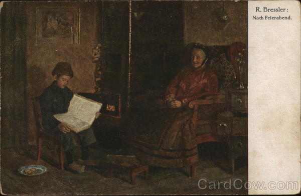 Older Woman Seated Near Child Reading a Book Children