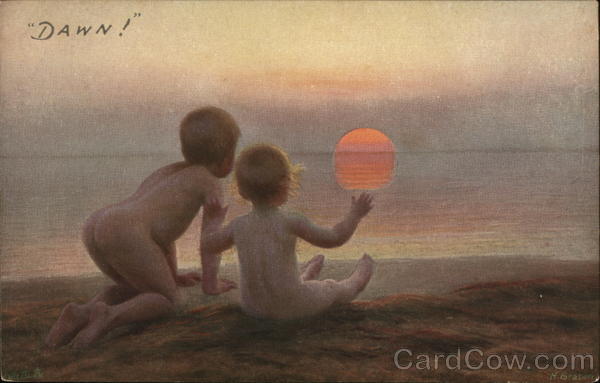 Nude Children Watching Sun