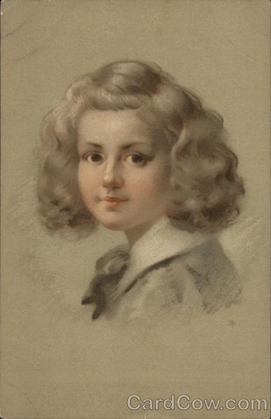 Blond Child with White Collar and Bow Children