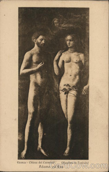 Nude Adam & Eve with Entity Above Them Art