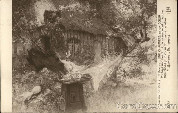 Woman Laying in Hammock Amid Nature with Tea Set Nearby