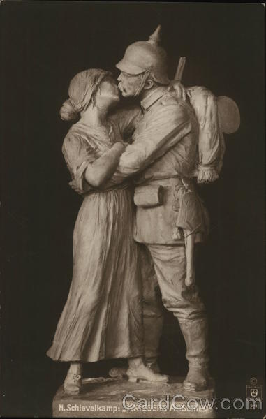 Sculpture of Soldier Kissing Woman Sculpture & Carving