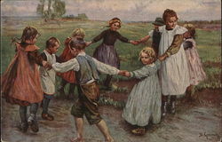 Children in a Circle Holding Hands Postcard Postcard