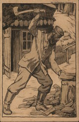 Man Chopping Wood - Bahlsen of Hanover Man Chopping Wood - Bahlsen of Hanover