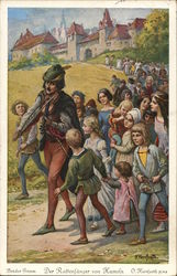 Pied Piper of Hameln (Brothers Grimm) Art Postcard Postcard