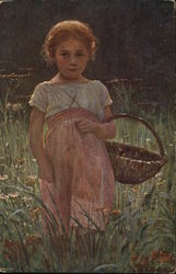 Girl with Basket Postcard