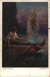 Fisherman Sees Vision of Woman (Mermaid?) Postcard