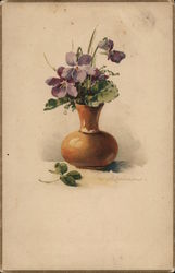 Violet flowers in a vase Postcard