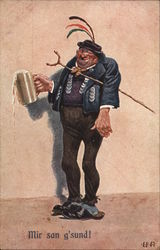 German Mir San G'sund! Man with Beer Stein German Mir San G'sund! Man with Beer Stein