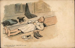 Man Laying Down Near Hat, Clothes and Shoes Man Laying Down Near Hat, Clothes and Shoes