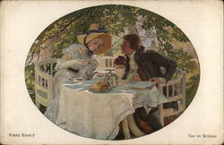 Tee im Grunen - Franz Simm - Couple Having Tea in Garden Postcard