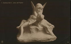 Sculpture of Child Angels Embracing Sculpture & Carving Postcard Postcard