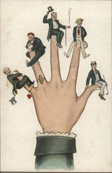 Five Men in Suits Atop Five Fingers Postcard