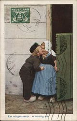 Little Boy Kissing Little Girl Postcard