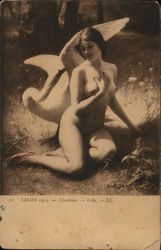Nude Young Woman Near Large White Swan Nude Young Woman Near Large White Swan