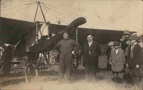 Early Aviators with Bleriot Airplane