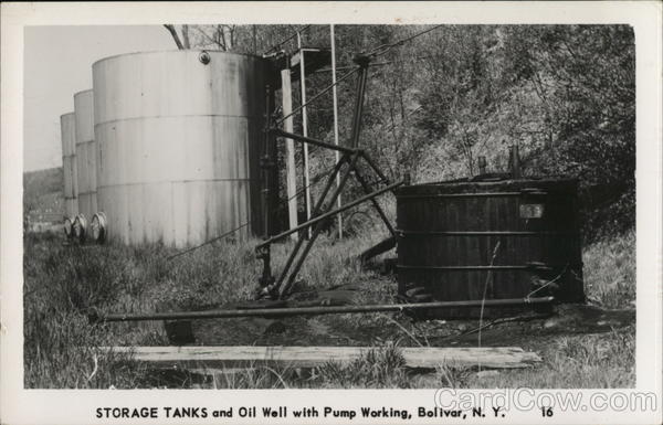 Storage Tanks and Oil Well with Pump Working Bolivar New York