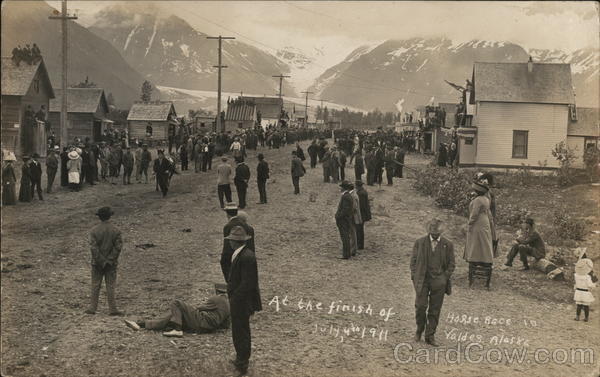 At the Finish of Horse Race July 4, 1911 Valdez Alaska