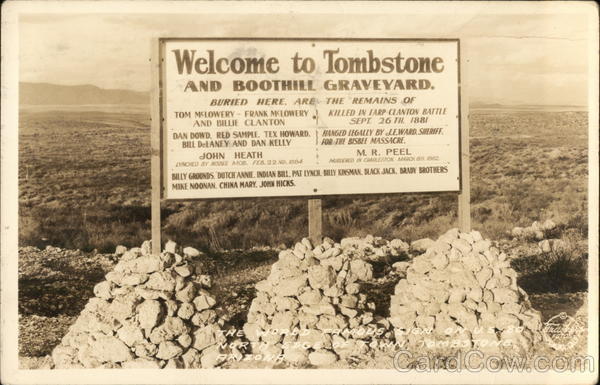 Welcome to Tombstone Boothill Graveyard Arizona AZ Cowboy 