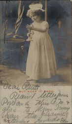 Girl Posing With Candlestick Postcard
