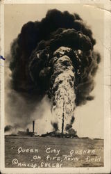 Queen City Gusher on Fire, Kevin Oil Field Montana Postcard Postcard Postcard