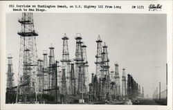 Oil Derricks at Huntington Beach, on U. S. Highway 101 Postcard