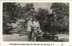 This Pump-jack Raises Crude Oil 2000 Feet, Rock City Park Olean, NY Postcard Postcard Postcard