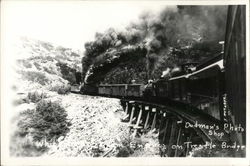 Train Engines on Trestle Bridge Railroad (Scenic) Postcard Postcard Postcard