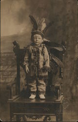 Boy Dressed up as Native American Native Americana Postcard Postcard Postcard