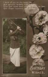 Birthday Wishes - Lady Golfer Women Postcard Postcard Postcard