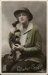 Gladys Cooper with Golf Clubs Postcard