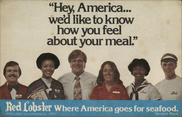 Red Lobster Comment Card Modern (1970's to Present)