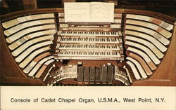 Console of Cadet Chapel Organ Postcard