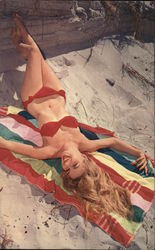 Blonde in a Red Bikini Swimsuits & Pinup Postcard Postcard Postcard