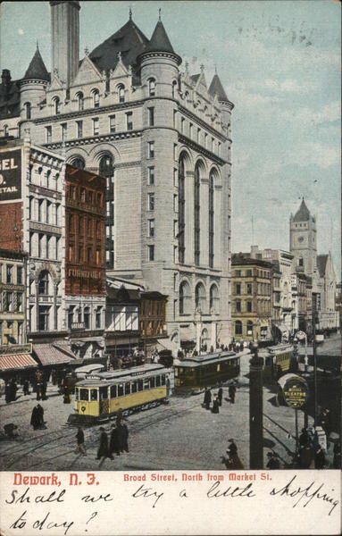 Broad Street, North from Market St. Newark New Jersey
