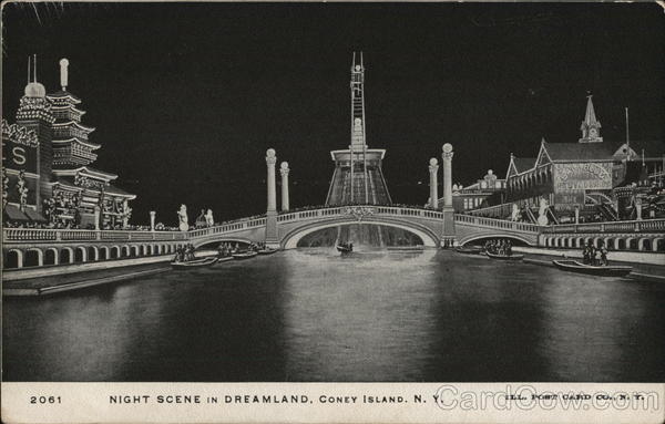 Night Scene in Dreamland Coney Island New York