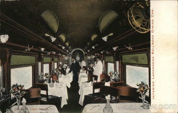Interior, Lakawanna Railroad Dining Car Trains, Railroad