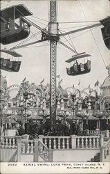 Aerial Swing, Luna Park Coney Island, NY Postcard Postcard Postcard