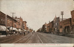 Broadway North from Third Street Pittsburg, KS Postcard Postcard Postcard