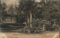 Church of Christ and Memorial Fountain Postcard