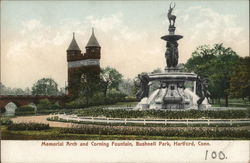 Memorial Arch and Corning Fountain, Bushnell Park Postcard