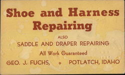 Shoe and Harness Repairing Potlatch, ID Advertising Postcard Postcard Postcard