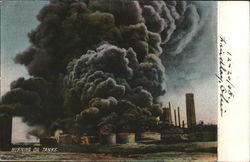 Burning Oil Tanks Postcard