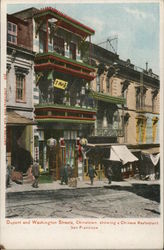 Dupont and Washington Streets, Chinatown, showing a Chinese Restaurant San Francisco, CA Postcard Postcard Postcard