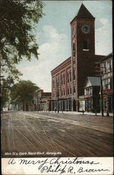 Main Street & Opera House Block Postcard