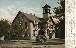 Elm Street School and Conway Memorial Boulder Postcard