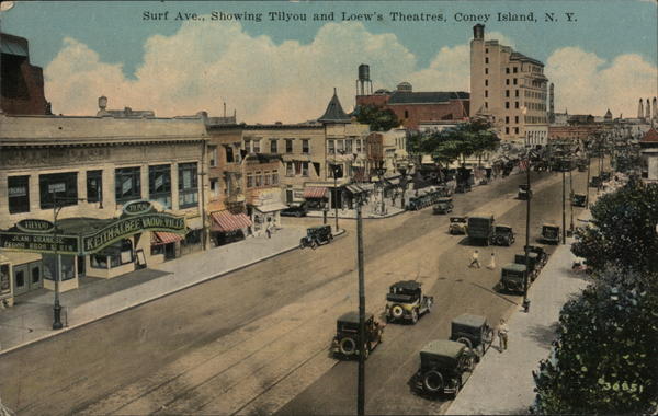 Surf Avenue showing Tilyou and Loew's Theatres, Coney Island New York