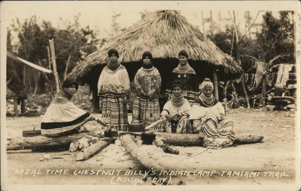 Meal Time at Chestnut Billy's Indian Camp, Tamiami Trail Big Cypress Indian Reservation Florida