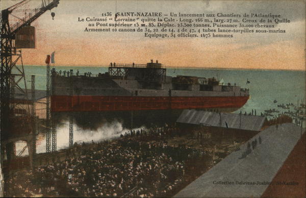 Un Lancement Aux Chantiers de l'Atlantique Le Cuirasse Lorainne Sant Nazaire France
